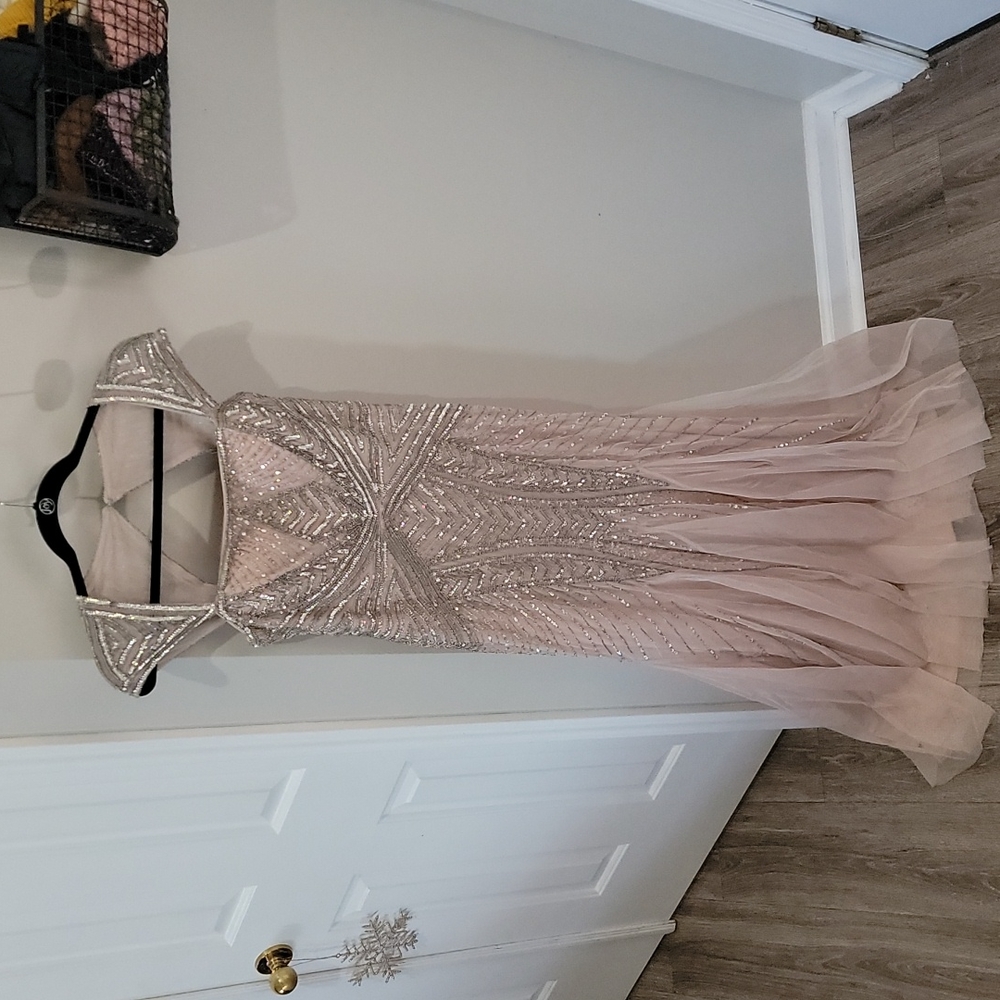 Adrianna Papell Long Beaded Gown